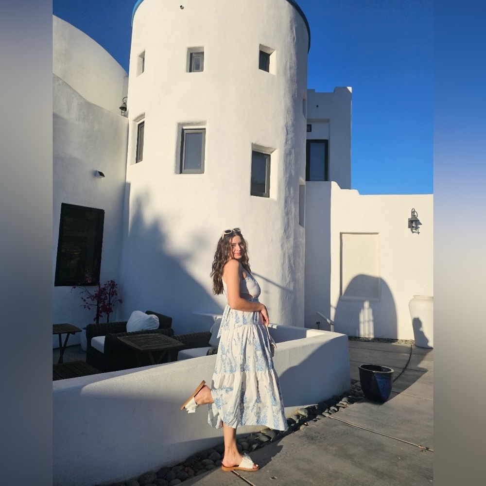 SHEIN Blue and White Maxi Dress